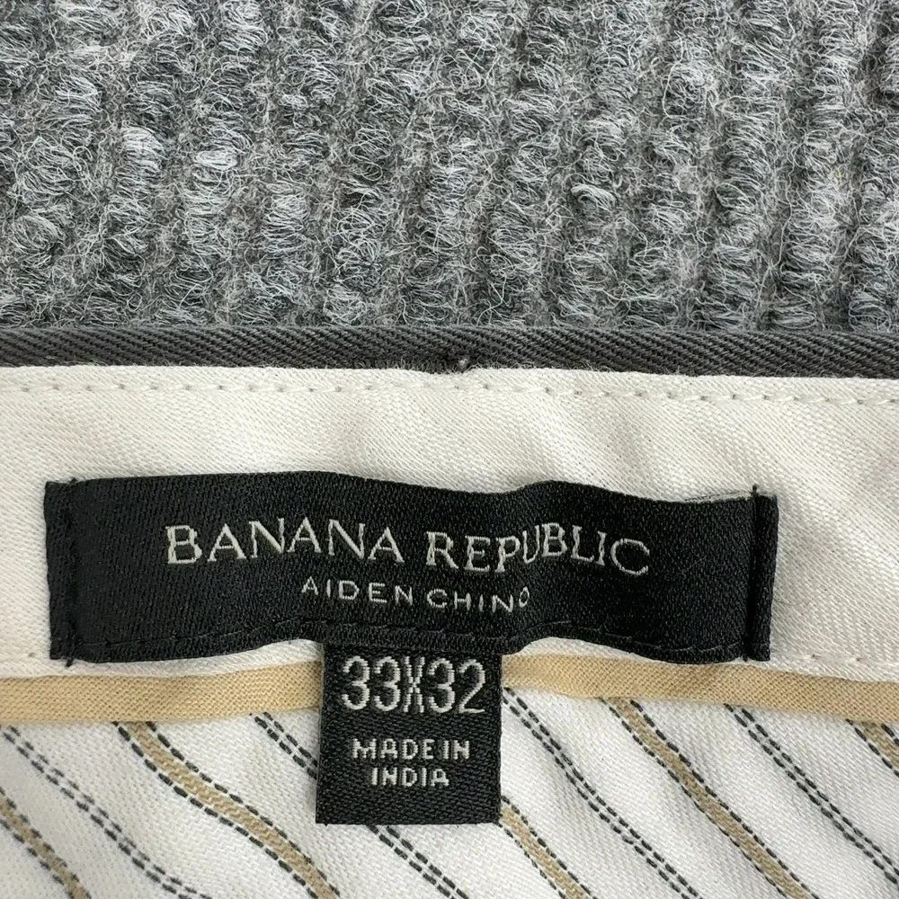 Banana Republic Aiden Chino Pants Mens 33x32‎ Grey Cotton Blend Slim Fit Casual